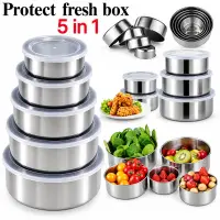5 piece Bati box ,স্টেইনলেস স্টিলের ঢাকনা সহ খাবারের বক্স ৫ পিস, stainless steel box 5 piece,5pcs box — 4