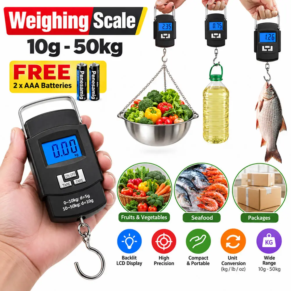 Hanging Weight Scale 50kg, Digital Portable Hanging Electronic Hook Scale 50 kg