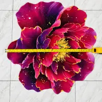 লাক্সারি ৩ডি বেগুনি পিওনি ফুল ফ্লোর ম্যাট | 3D Purple Peony Flower Rug, Non-Slip Soft Mat for Bedroom, Living Room & Bathroom — 3