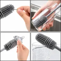 Silicone Bottle Cleaning Brush Bottle Cleaner for Washing Baby Bottles Handle Brush — 4
