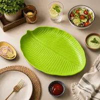 প্লাস্টিক কলা পাতা সার্ভিং প্লেট বড় সাইজ / Premium Plastic Banana Leaf Serving Plate Big Size — 2