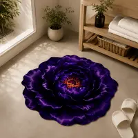 3D Purple Peony Flower Floor Mat / 3D ফ্লোরাল বাথরুম ও বেডরুম পাপোশ — 3