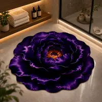 3D Purple Peony Flower Floor Mat / 3D ফ্লোরাল বাথরুম ও বেডরুম পাপোশ — 2