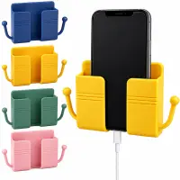 Wall Mount Phone Holder single, Wall Mount Phone Plug Holder Storage Box Charging Cell Phone Stand Brackets For Bedroom Bathroom Study — 2