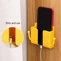Wall Mount Phone Holder single, Wall Mount Phone Plug Holder Storage Box Charging Cell Phone Stand Brackets For Bedroom Bathroom Study — 4