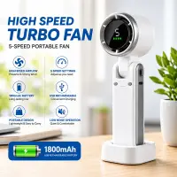 পোর্টেবল হ্যান্ডহেল্ড টার্বো ফ্যান Mini Turbo Portable Fan | Portable Turbo Fan Mini 1800 mAh Turbo Fan — 4