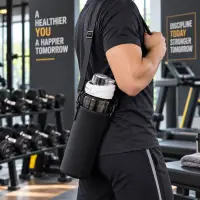 1.5L Glass Water Bottle with Shoulder Strap – ১.৫ লিটার কাঁচের পানির বোতল — 2