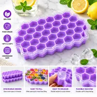 Honeycomb Ice Tray with Lid,সিলিকন হানি-কম্ব আইস ট্রে — 1