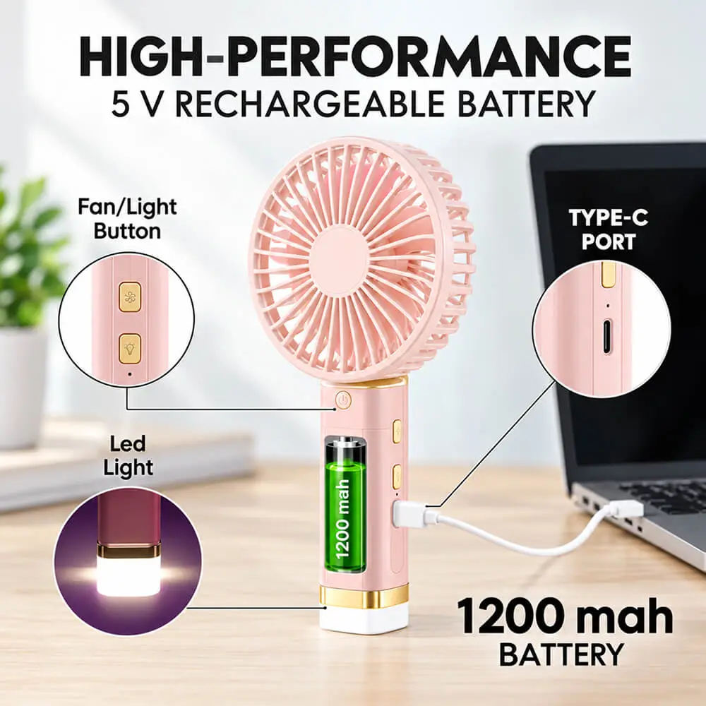 JYSUPER JY-2517A Rechargeable Mini Foldable Hand Fan With Box For Indoor or Outdor