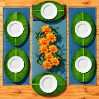 ৬ পিস কলা পাতা ডাইনিং টেবিল ম্যাট / 6 Pcs Banana Leaf Table Mat Set — 4