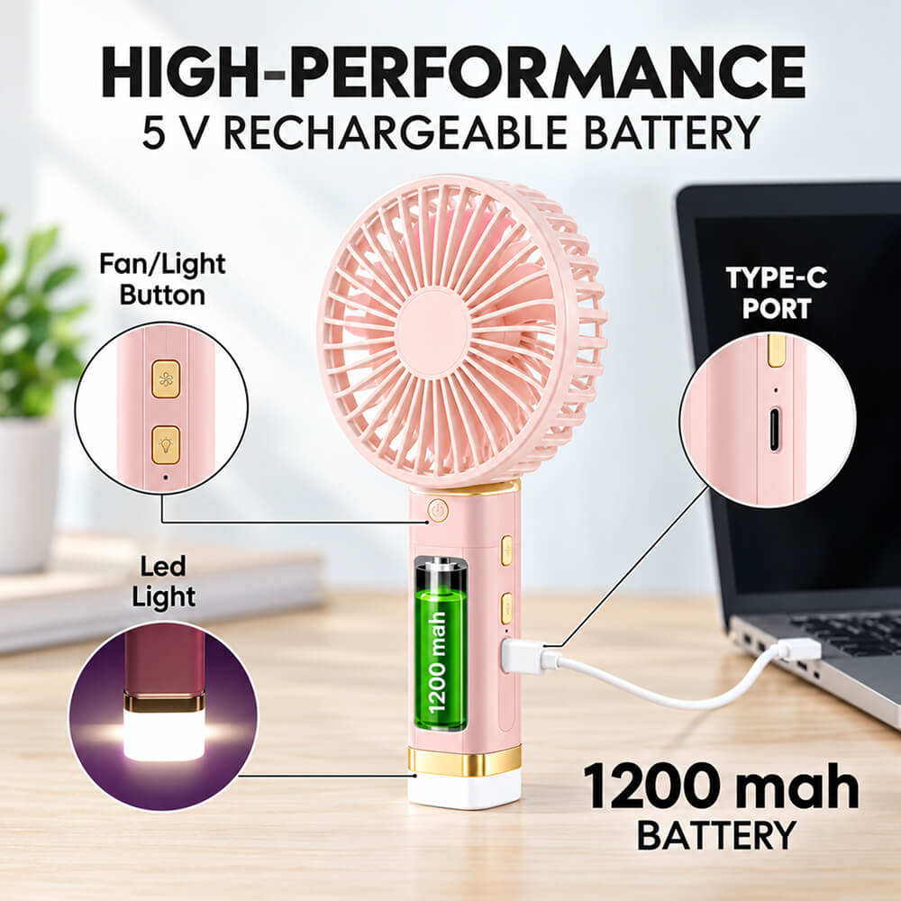 JYSUPER JY-2517A Rechargeable Mini Foldable Hand Fan With Box For Indoor or Outdor