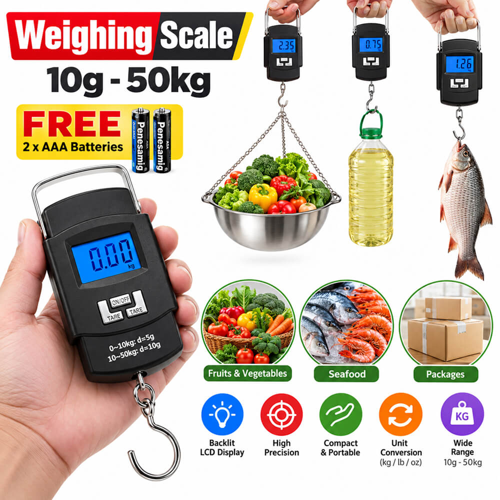 Hanging Weight Scale 50kg, Digital Portable Hanging Electronic Hook Scale 50 kg