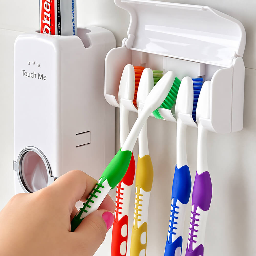 Automatic Toothpaste Dispenser With Toothbrush Holder