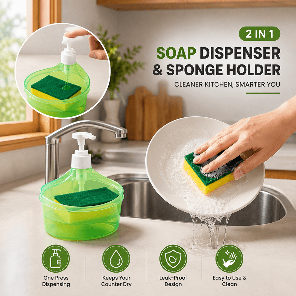 2-in-1 Dishwashing Soap Dispenser / ২-ইন-১ লিকুইড সোপ ডিসপেনসার বক্স